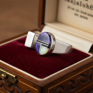Southwestern Sugilite Opal Onyx Ring, Sterling Silver 7.5 - Boylerpf