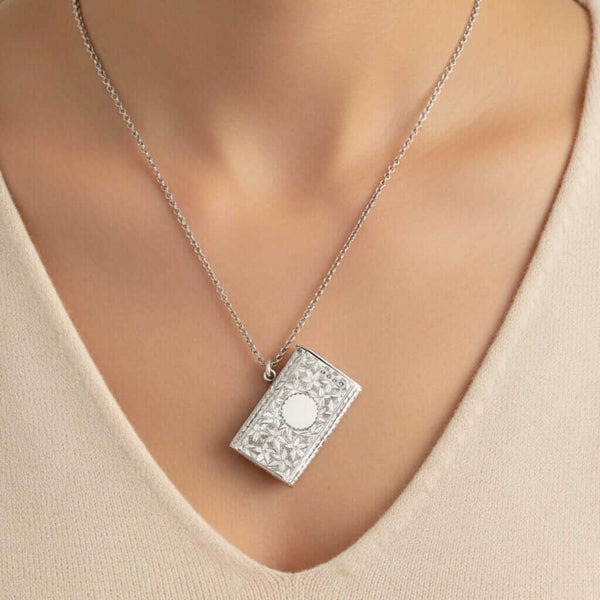Antique Victorian Sterling Silver Vesta Case Pendant 1885 - Boylerpf