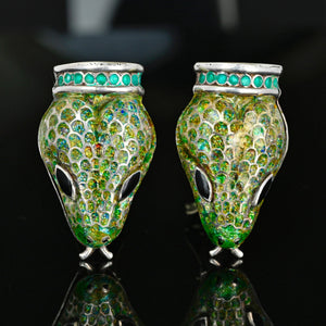 Margot de Taxco Sterling Silver Snake Enamel Earrings - Boylerpf
