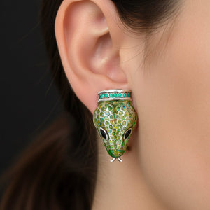 Margot de Taxco Sterling Silver Snake Enamel Earrings - Boylerpf