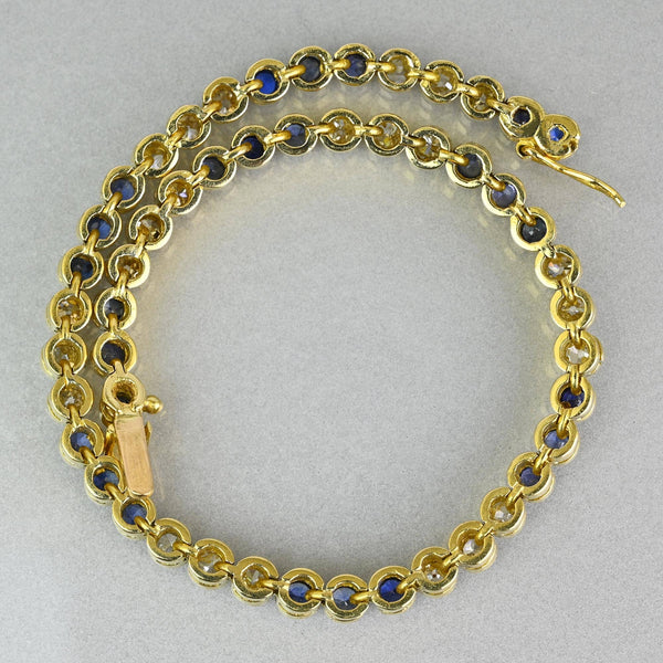 Vintage 18K Gold Sapphire and Diamond Tennis Bracelet