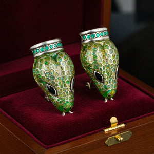Margot de Taxco Sterling Silver Snake Enamel Earrings - Boylerpf