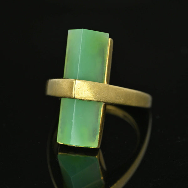 Modernist 18K Gold Euro Shank Chrysoprase Ring - Boylerpf