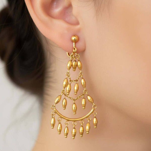 Antique 14K Gold Chandelier Earrings Long Tiered Dangle - Boylerpf