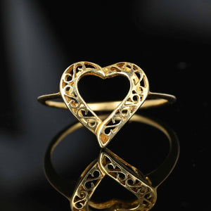 Vintage 14K Gold Filigree Witches Heart Ring - Boylerpf