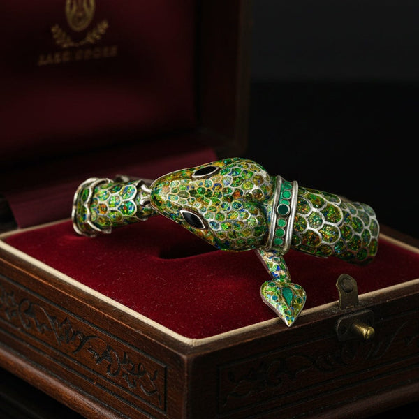 Margot de Taxco Sterling Silver Snake Enamel Bracelet