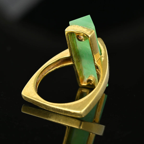 Modernist 18K Gold Euro Shank Chrysoprase Ring - Boylerpf