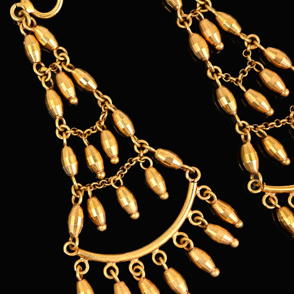 Antique 14K Gold Chandelier Earrings Long Tiered Dangle - Boylerpf