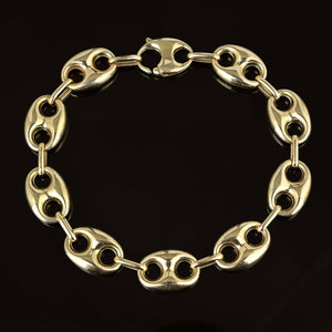 Vintage 14K Gold Gucci Puffy Mariner Link Bracelet, 9.5 in - Boylerpf