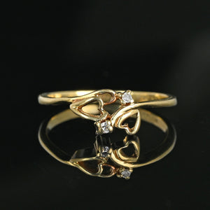 Vintage Gold Bypass Double Heart Diamond Ring - Boylerpf