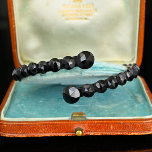 Antique Victorian Wraparound French Jet Bracelet - Boylerpf
