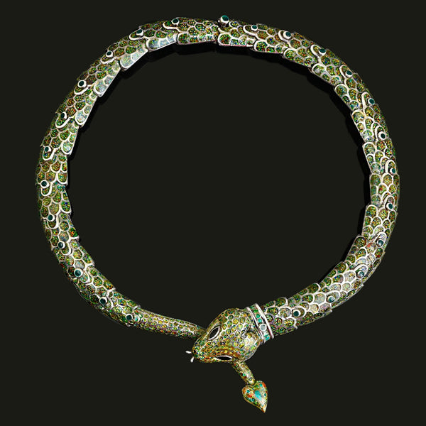 Margot de Taxco Snake Necklace Sterling Silver Enamel