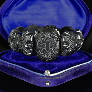 Wide Antique Victorian Irish Bog Oak Bracelet, Circa 1800s - Boylerpf