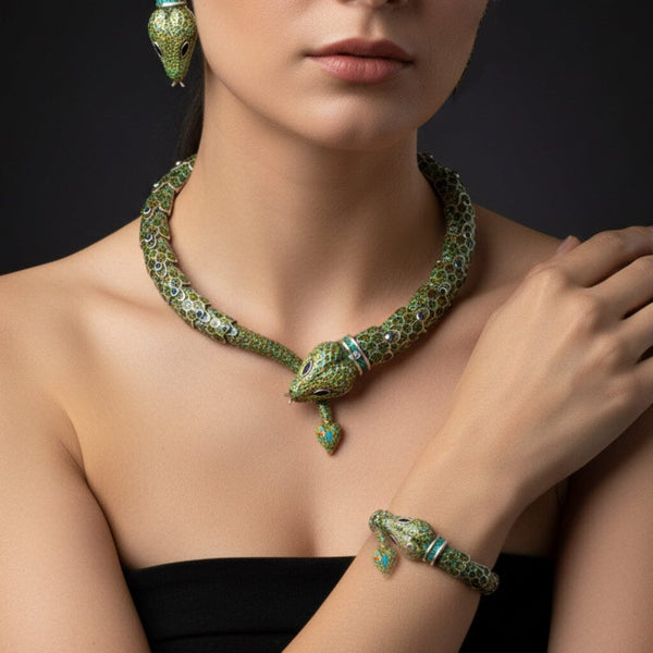 Margot de Taxco Sterling Silver Snake Enamel Bracelet