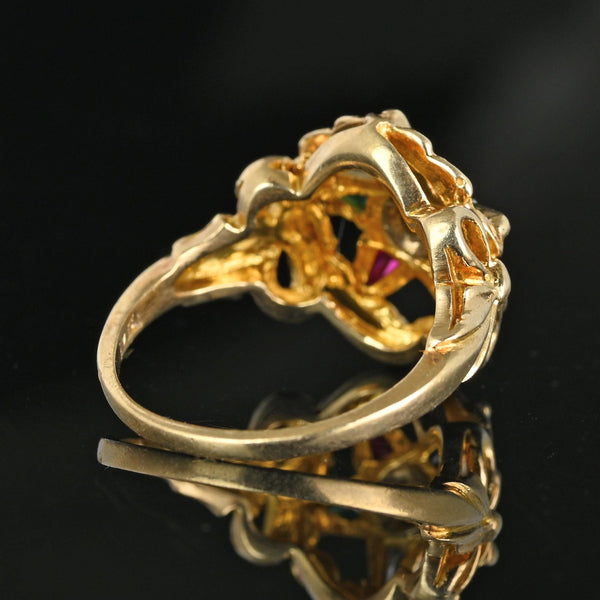 Vintage Diamond Gemstone OES Eastern Star Masonic Ring - Boylerpf