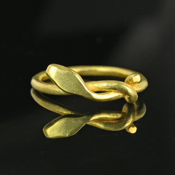 Superb Handmade 18K Gold Snake Ring Band, One of a Kind - Boylerpf