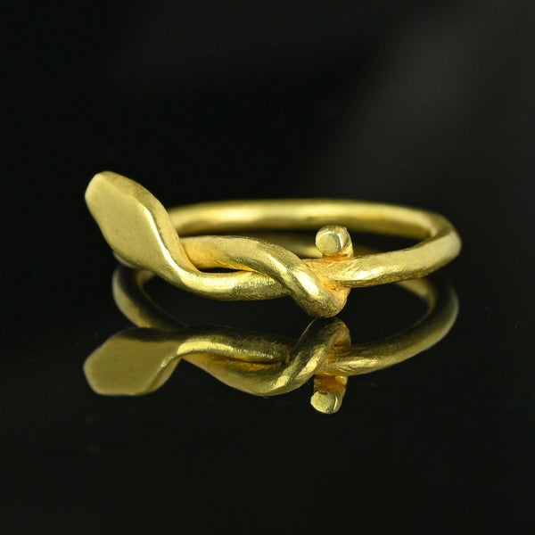 Superb Handmade 18K Gold Snake Ring Band, One of a Kind - Boylerpf