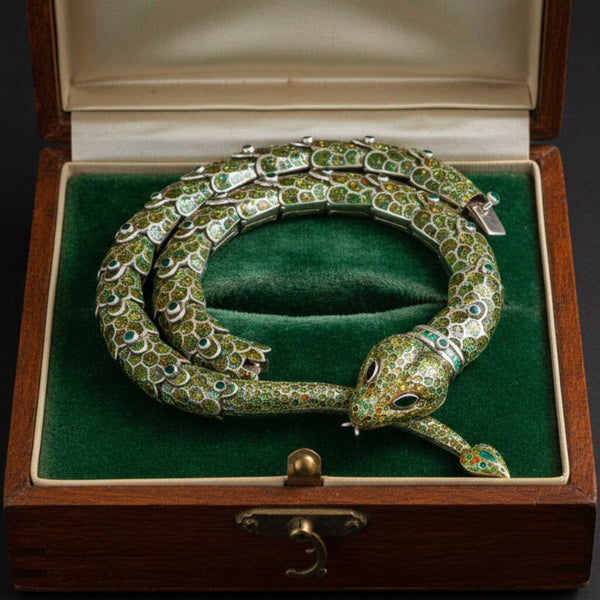 Margot de Taxco Snake Necklace Sterling Silver Enamel