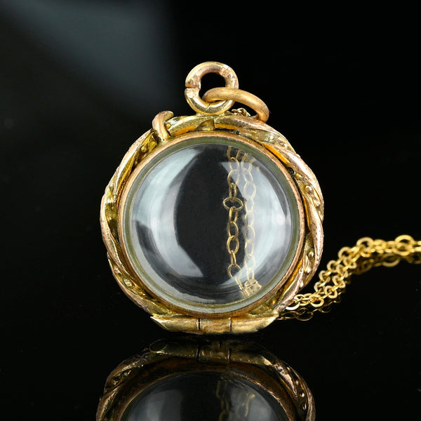Antique Rolled Gold Pools of Light Style Bubble Glass Locket - Boylerpf