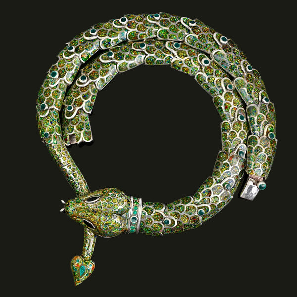Margot de Taxco Snake Necklace Sterling Silver Enamel