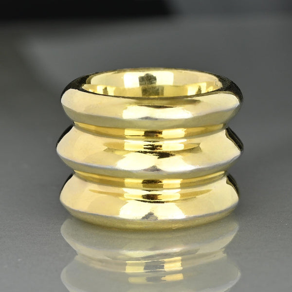 Chunky Gold Sterling Silver Ribbed Dome Band Ring