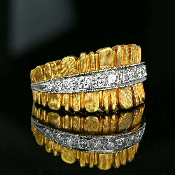 Wide 18K Gold Platinum Diamond Half Eternity Ring Band - Boylerpf