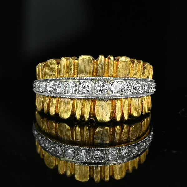 Wide 18K Gold Platinum Diamond Half Eternity Ring Band - Boylerpf