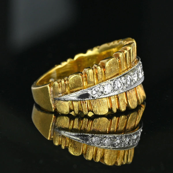 Wide 18K Gold Platinum Diamond Half Eternity Ring Band - Boylerpf