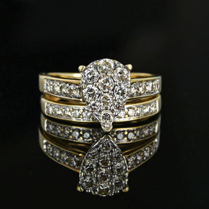 Vintage Gold Diamond Engagement Wedding Ring Set - Boylerpf