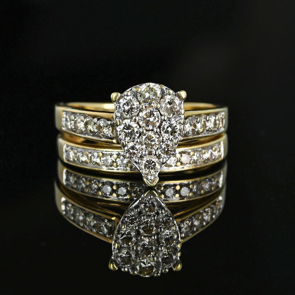 Vintage Gold Diamond Engagement Wedding Ring Set - Boylerpf