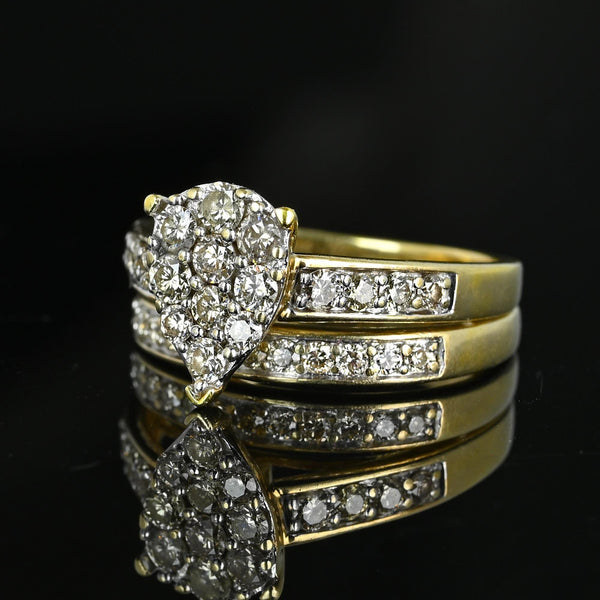 Vintage Gold Diamond Engagement Wedding Ring Set - Boylerpf