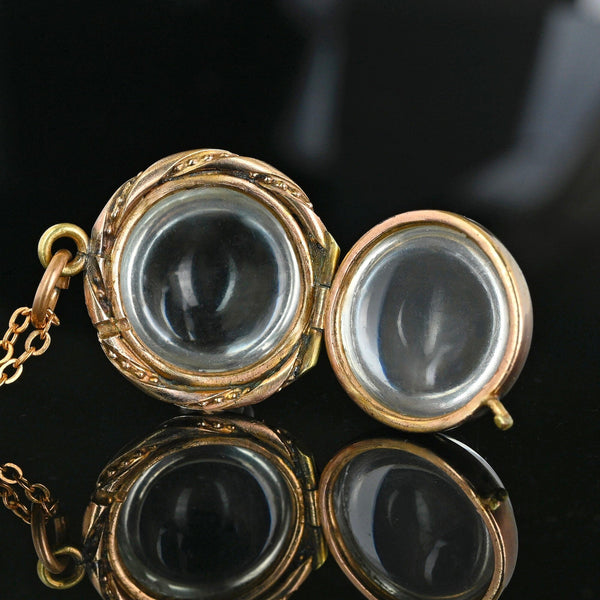 Antique Pool of Light Rock Crystal Locket Pendant - Boylerpf