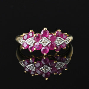 Vintage Art Deco Style Diamond Ruby Cluster Ring - Boylerpf