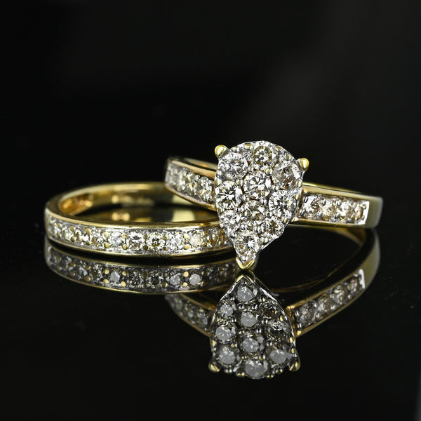 Vintage Gold Diamond Engagement Wedding Ring Set - Boylerpf