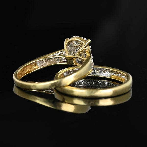 Vintage Gold Diamond Engagement Wedding Ring Set - Boylerpf