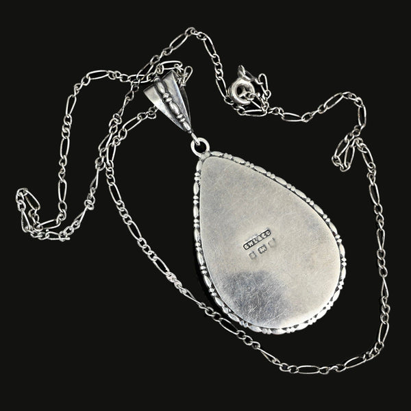 Antique Edwardian Morpho Butterfly Wing Pendant Necklace