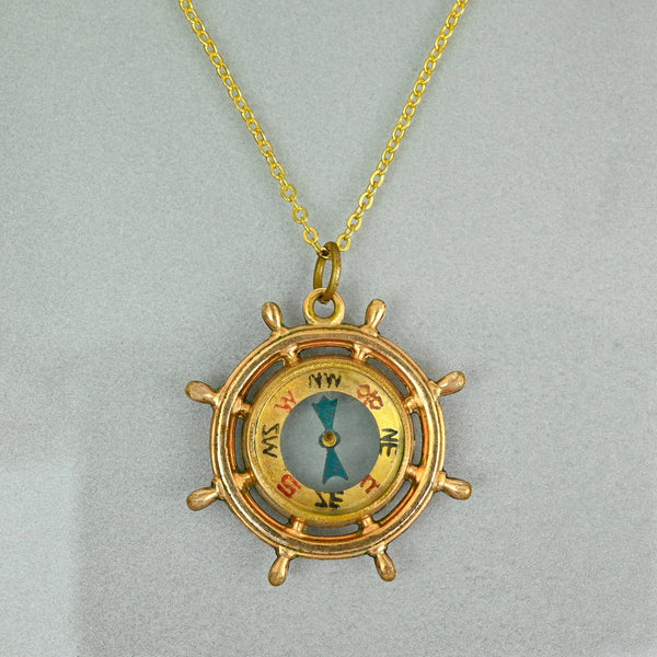 Antique Edwardian Rolled Gold Compass Fob Pendant