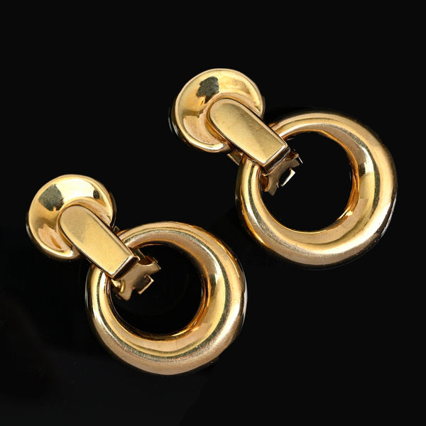 Vintage 14K Gold Door Knocker Earrings Retro Statement Hoops - Boylerpf