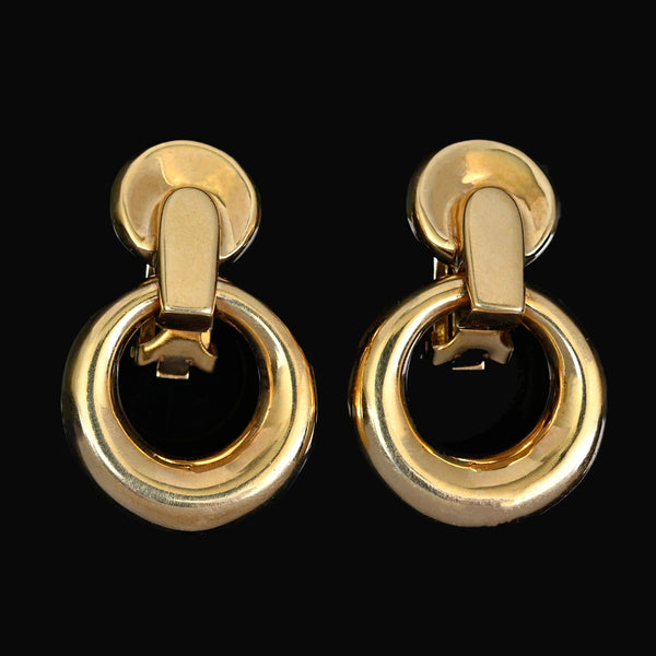 Vintage 14K Gold Door Knocker Earrings Retro Statement Hoops - Boylerpf