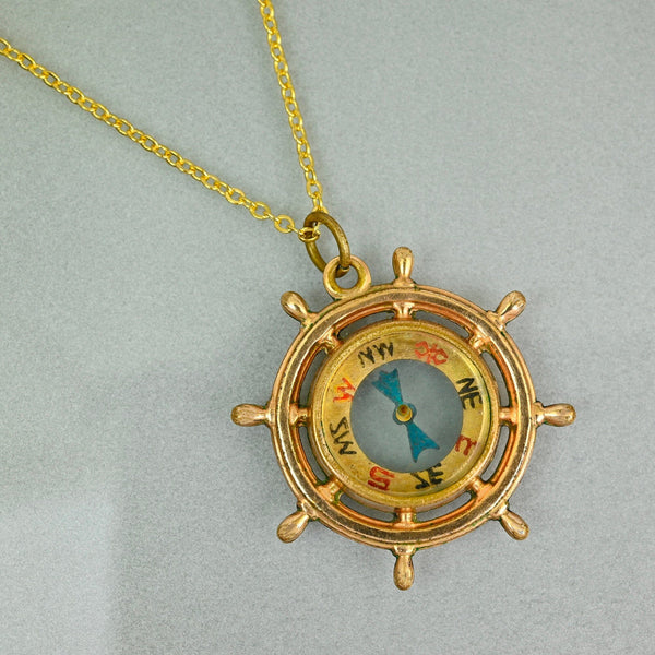 Antique Edwardian Rolled Gold Compass Fob Pendant