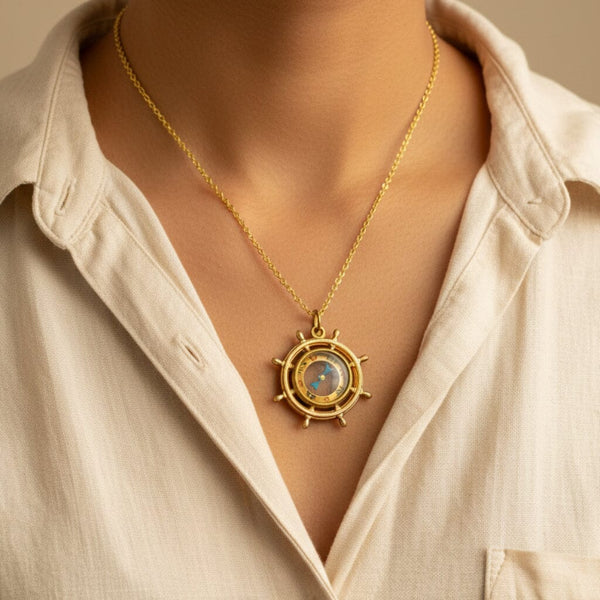 Antique Edwardian Rolled Gold Compass Fob Pendant