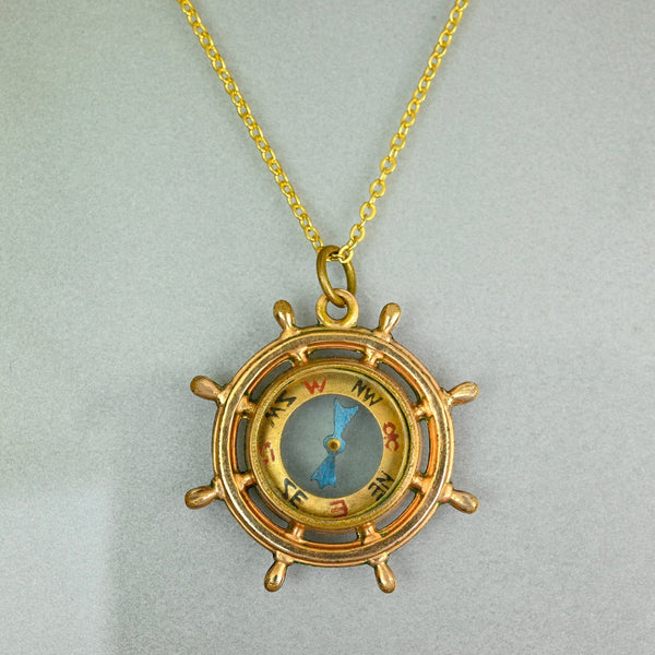 Antique Edwardian Rolled Gold Compass Fob Pendant