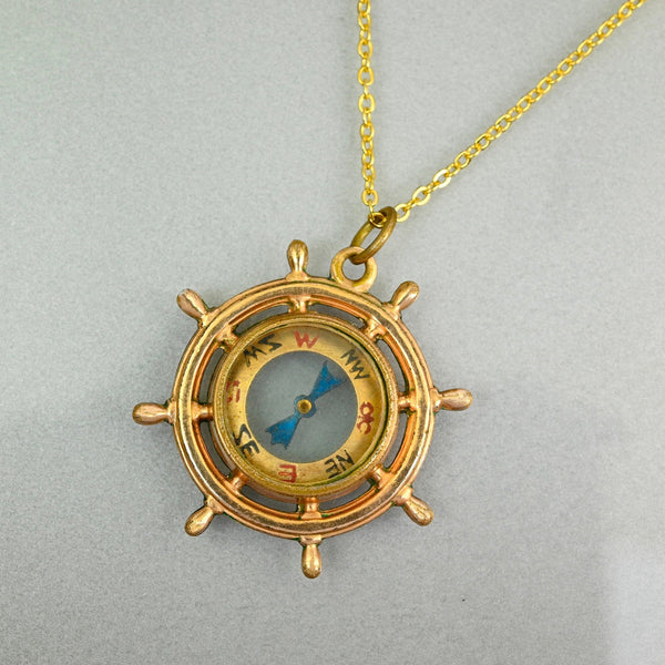 Antique Edwardian Rolled Gold Compass Fob Pendant