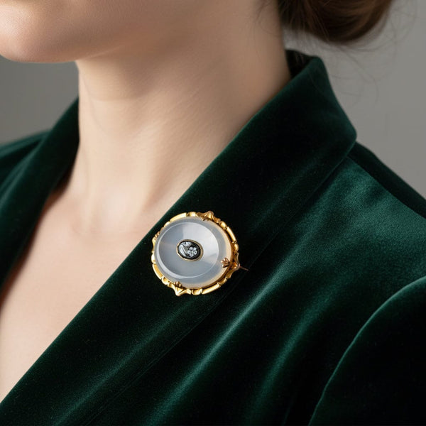 Forget Me Not Cameo Chalcedony Antique Brooch - Boylerpf