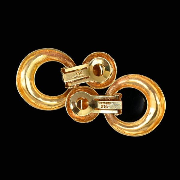 Vintage 14K Gold Door Knocker Earrings Retro Statement Hoops - Boylerpf