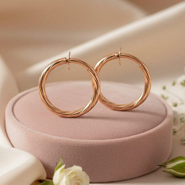 Vintage 14K Rose Gold Twist Hoop Earrings Italian - Boylerpf