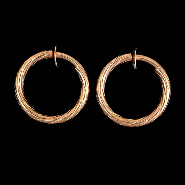Vintage 14K Rose Gold Twist Hoop Earrings Italian - Boylerpf