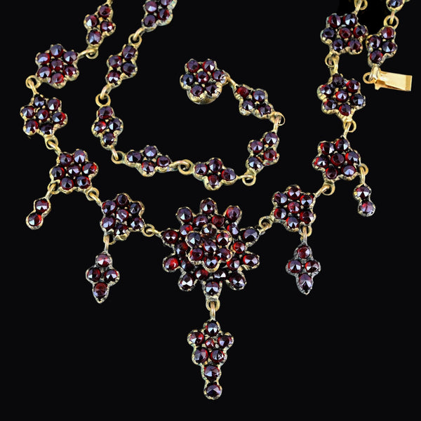 Antique Victorian Rose Cut Bohemian Garnet Necklace - Boylerpf