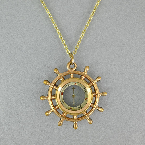 Antique Edwardian Rolled Gold Compass Fob Pendant