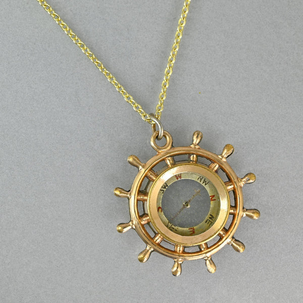 Antique Edwardian Rolled Gold Compass Fob Pendant